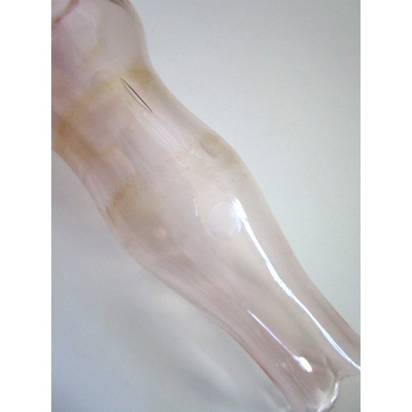 Vintage Pink Depression Art Glass Etched - Stretched Pedestal 8.25" H Bud Vase - Picture 8 of 15